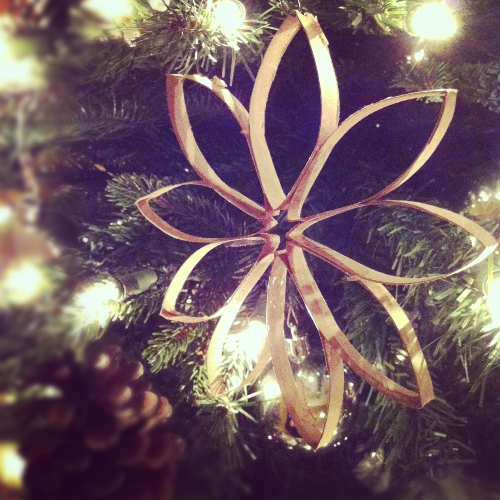 recycled paper towel tube christmas tree ornament