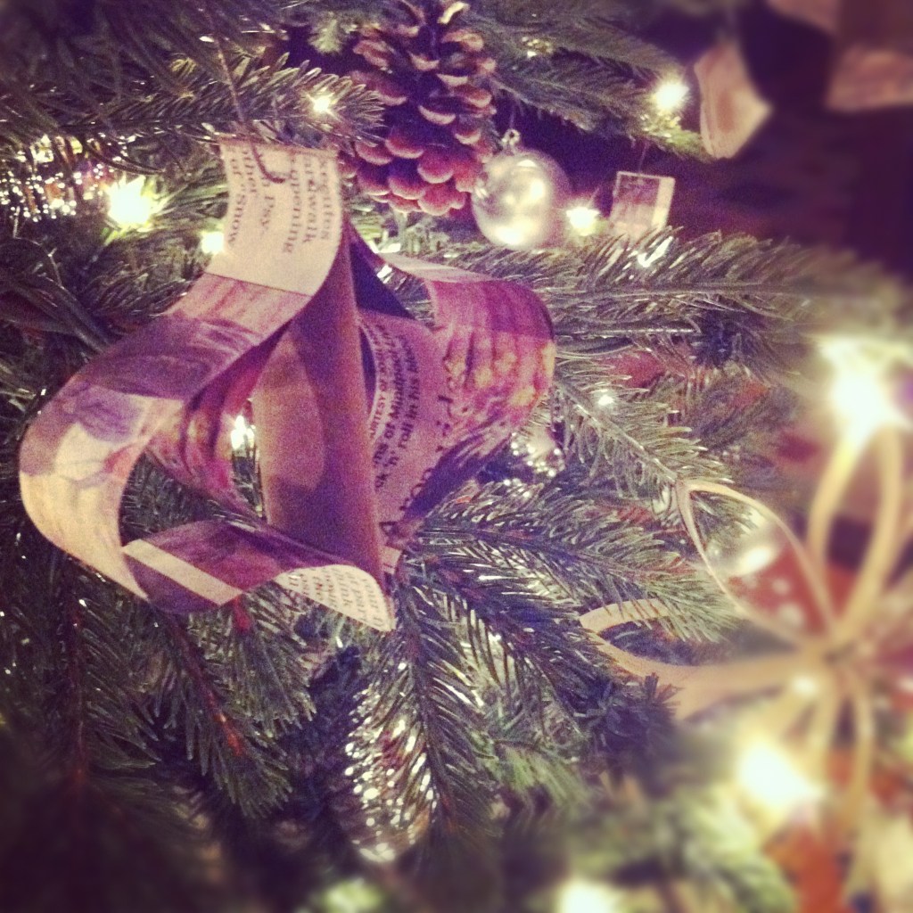 recycled newspaper christmas tree ornament